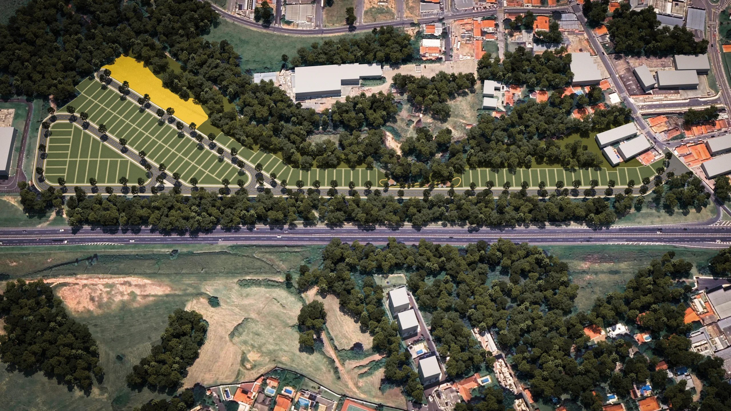 Perspectiva do loteamento Turim — terreno comercial próximo à Rodovia Anhanguera SP-330